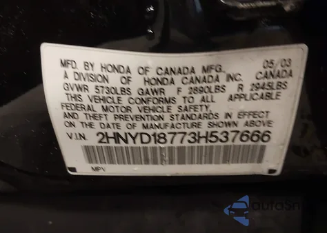 2003 Acura Mdx z USA, uszkodzony, nr VIN 2HNYD18773H537666